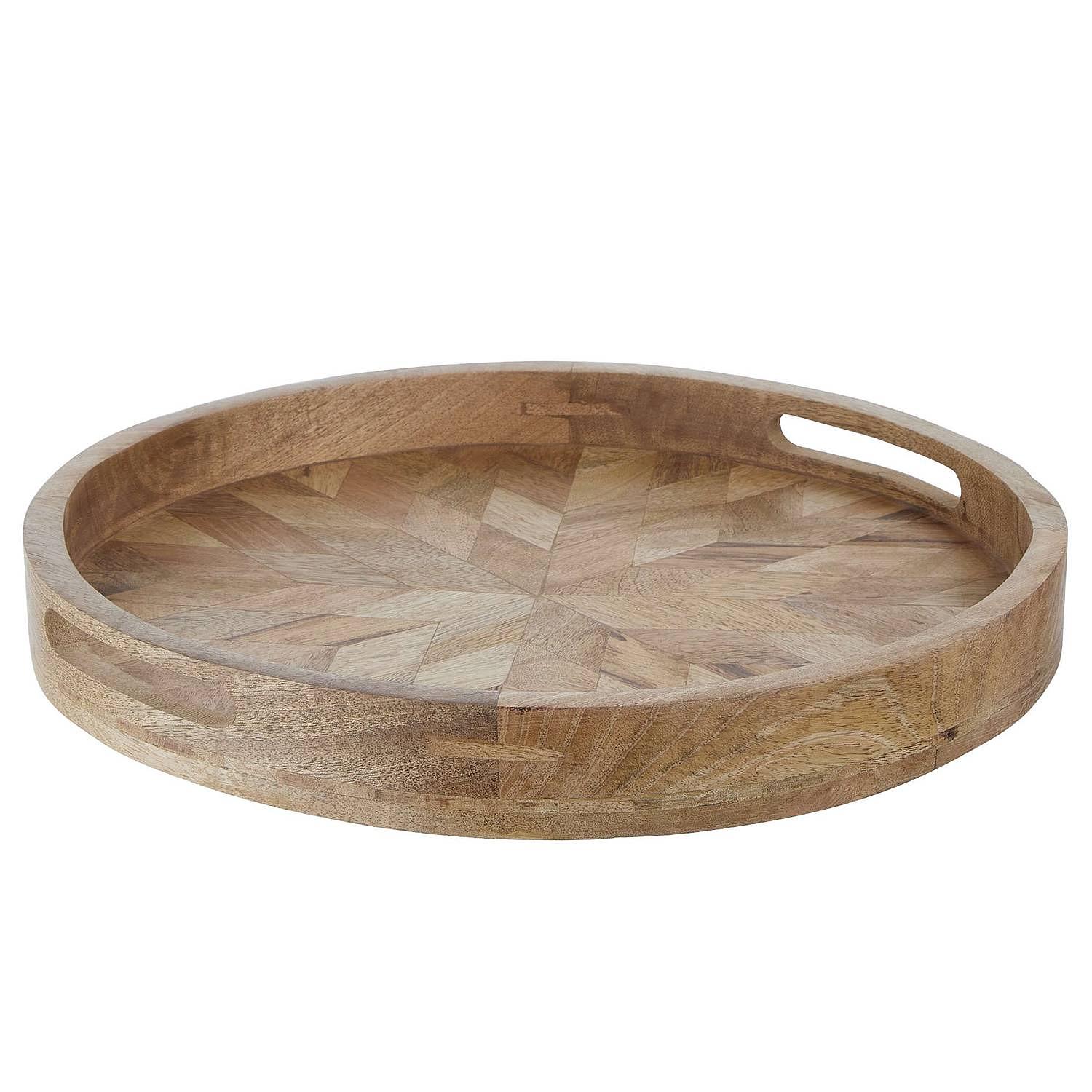 Tablett MANGO DAYS Mangoholz Braun Durchmesser: 40 cm 1