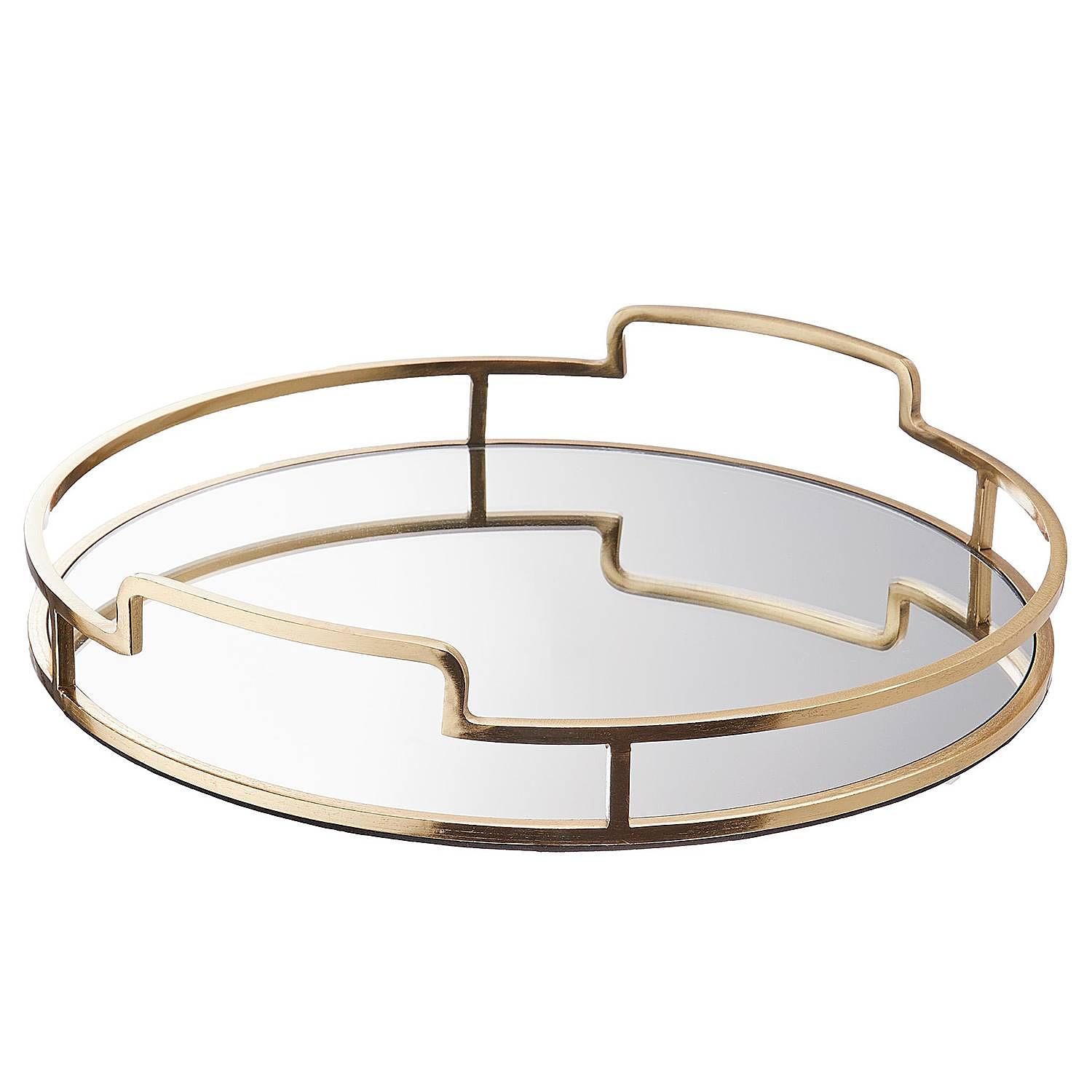 Tablett ART DECO Aluminium / Glas Gold 1