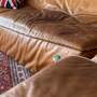 Großes Lederecksofa Helles Braun 1