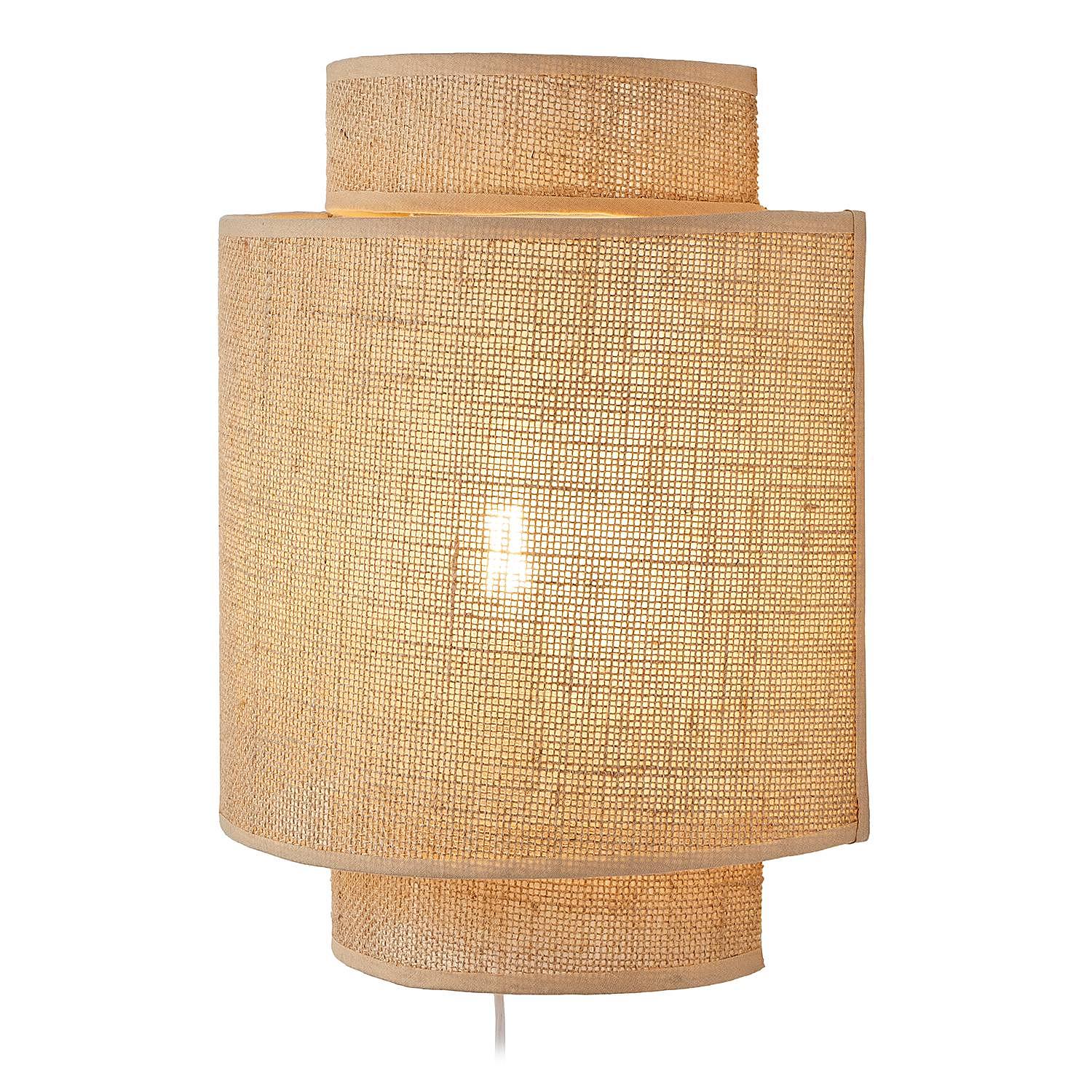 Wandleuchte Rawa Linen Rattan Braun 1