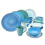 16x Kombiservice NATURE AQUASteinzeug Blau Türkis 1