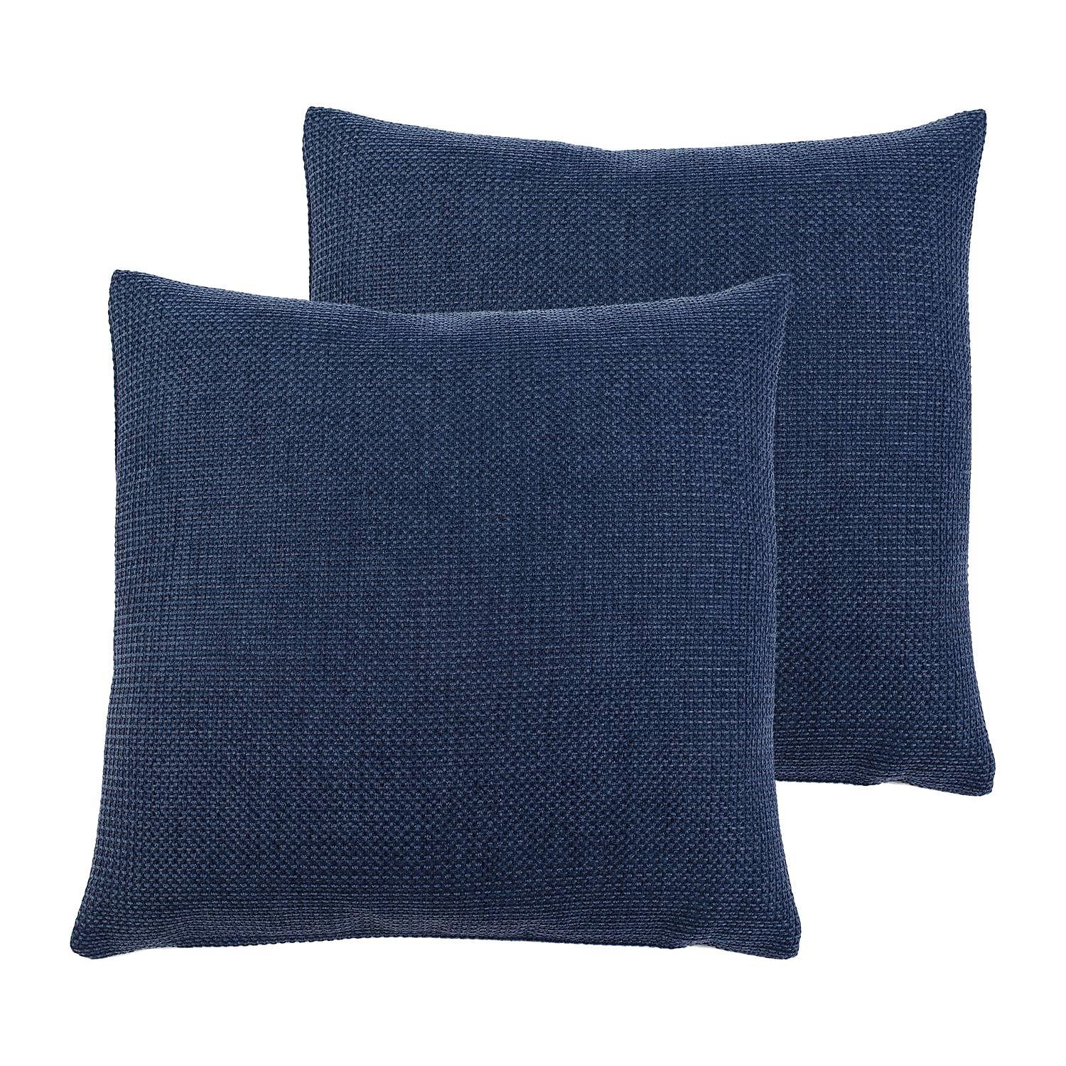 2x Dallas Pillowcase Synthetic Navy Blue 40 x 40 cm 0
