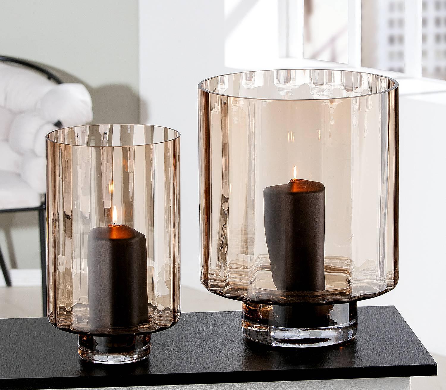 Windlight Novus Colored Glass Brown 18 x 30 cm 2