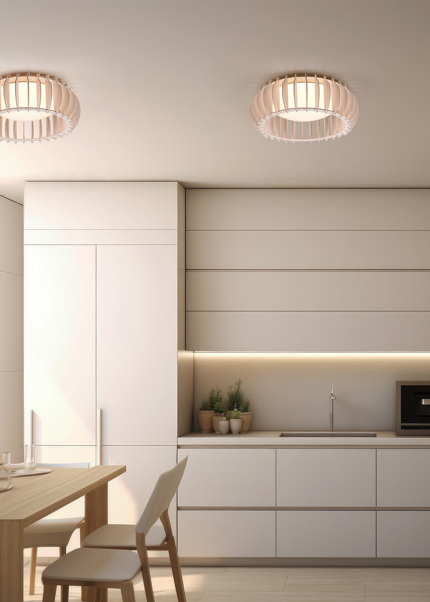 Monte LED Ceiling Light Iron Pine Wood 40cm 2