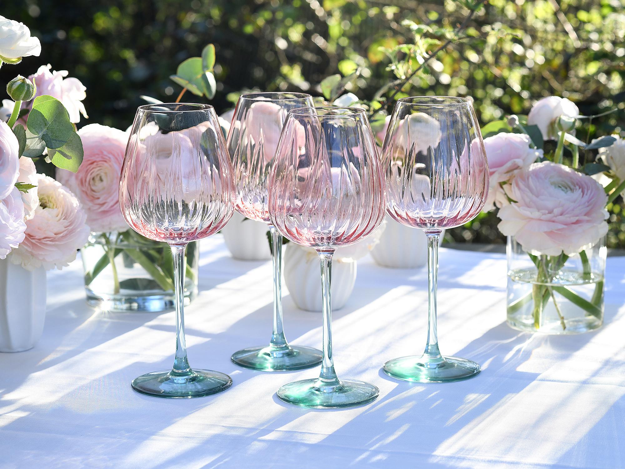 Spring Colored Glass Wine Glasses Turquoise / Pink 2