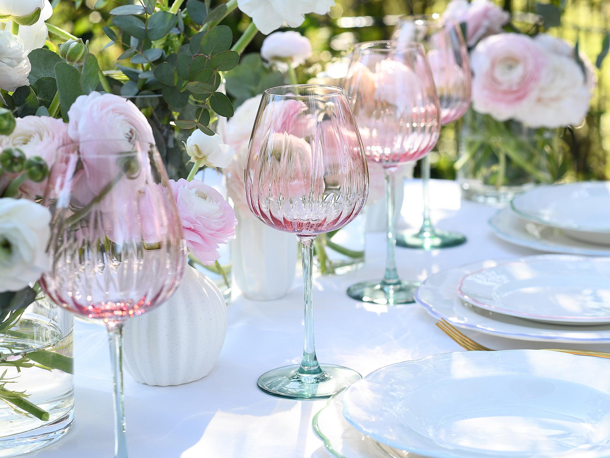 Spring Colored Glass Wine Glasses Turquoise / Pink 4