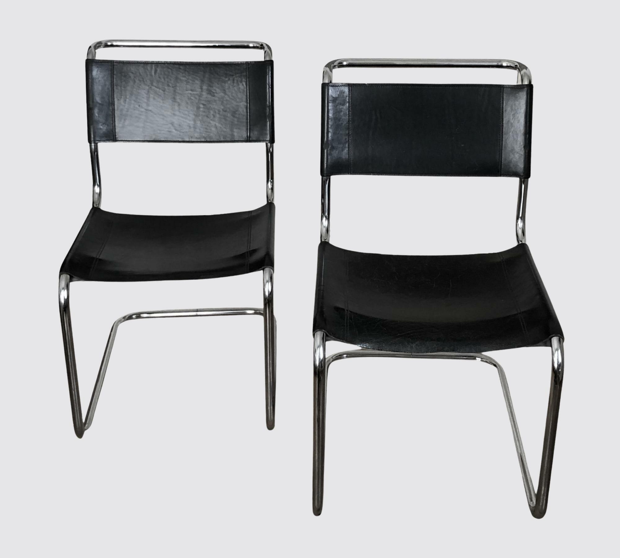 2x Thonet Freischwinger S 33 Leder Schwarz 1