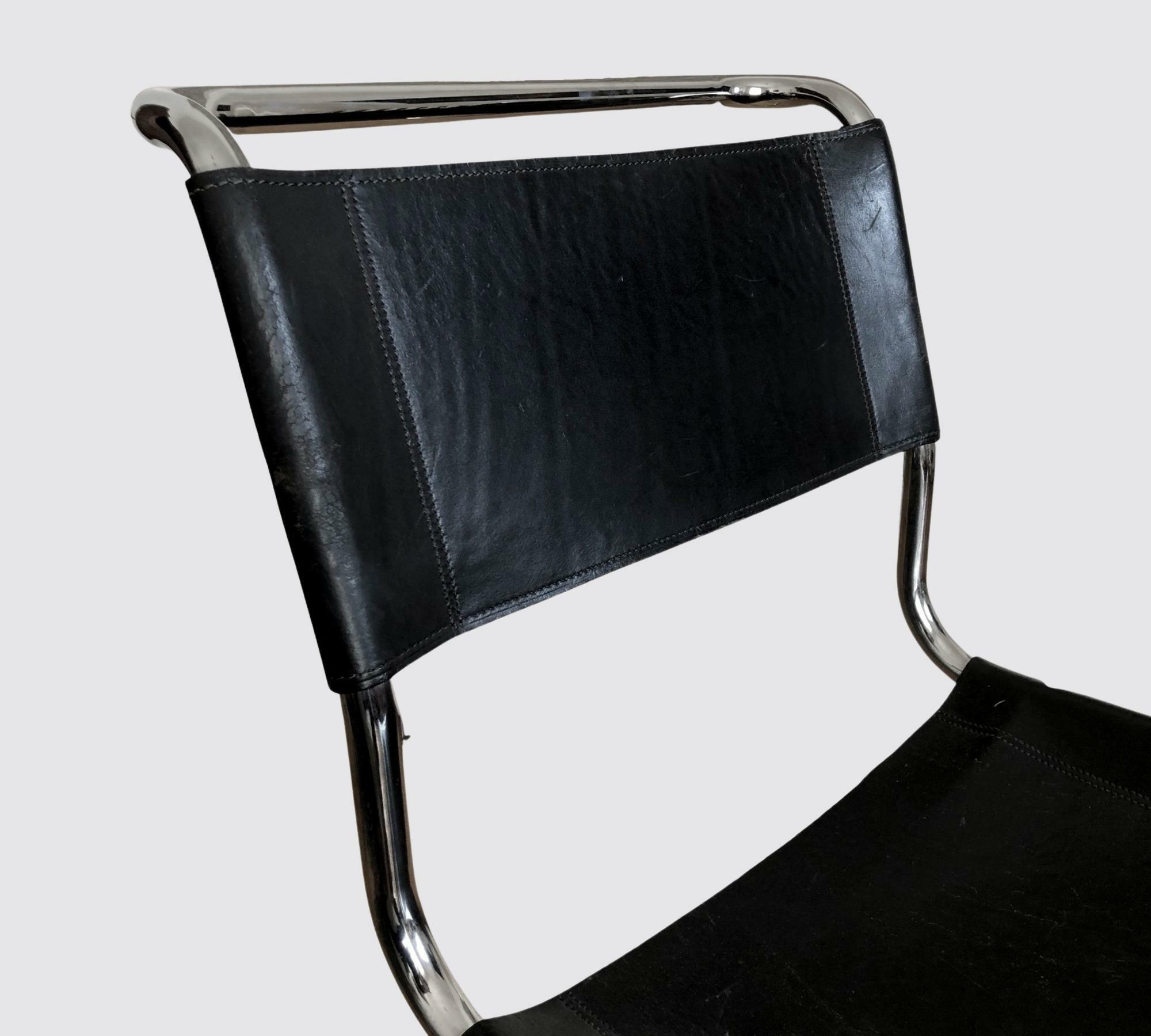 2x Thonet Freischwinger S 33 Leder Schwarz 2
