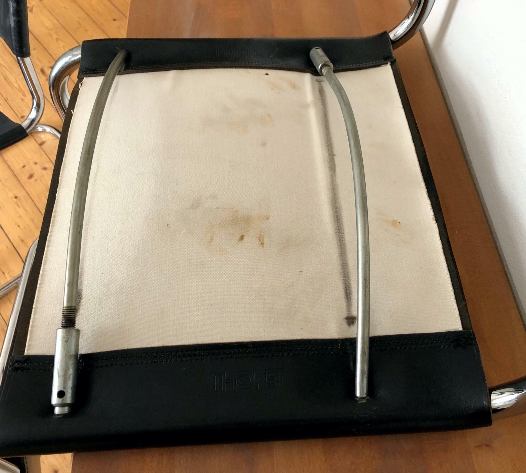 2x Thonet Freischwinger S 33 Leder Schwarz 5