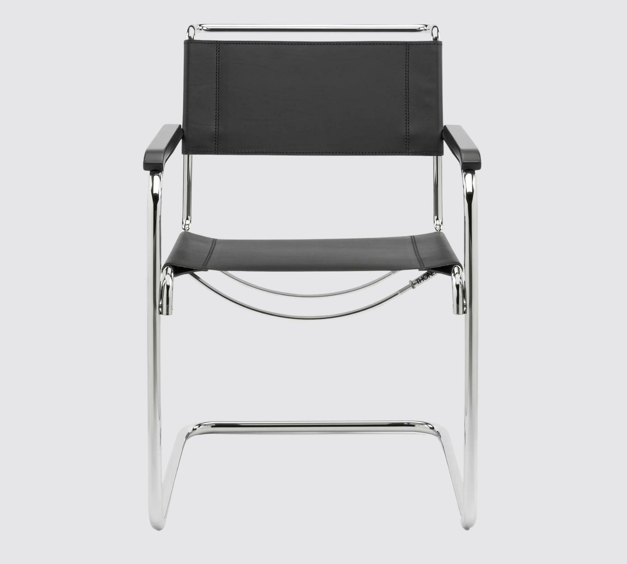 2x Thonet Freischwinger S 33 Leder Schwarz 7