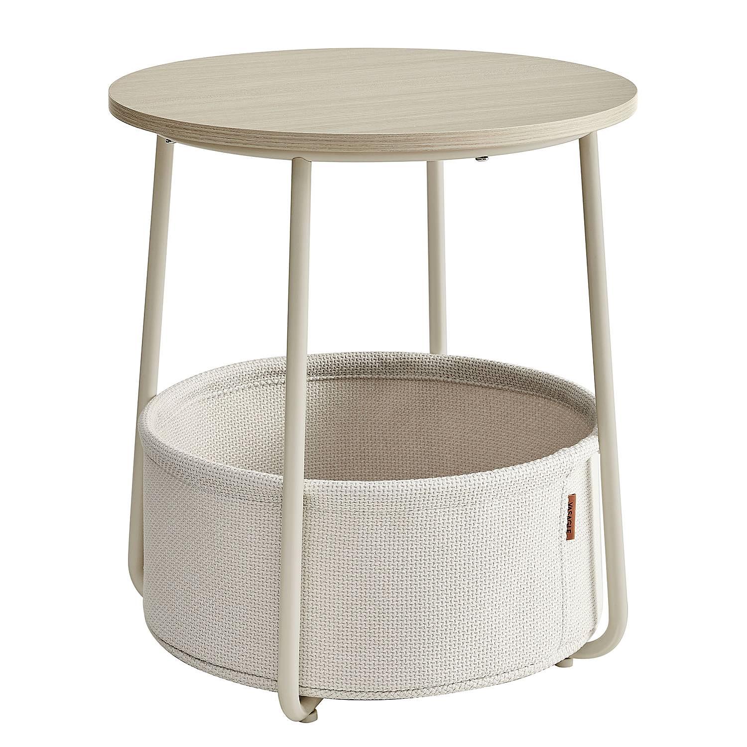 Ponoka Side Table with Basket Beige 0