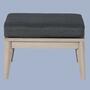 Indoor-Outdoor Loungehocker aus Akazienholz, Sitzkissen Grau 1