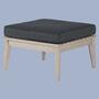 Indoor-Outdoor Loungehocker aus Akazienholz, Sitzkissen Grau 4