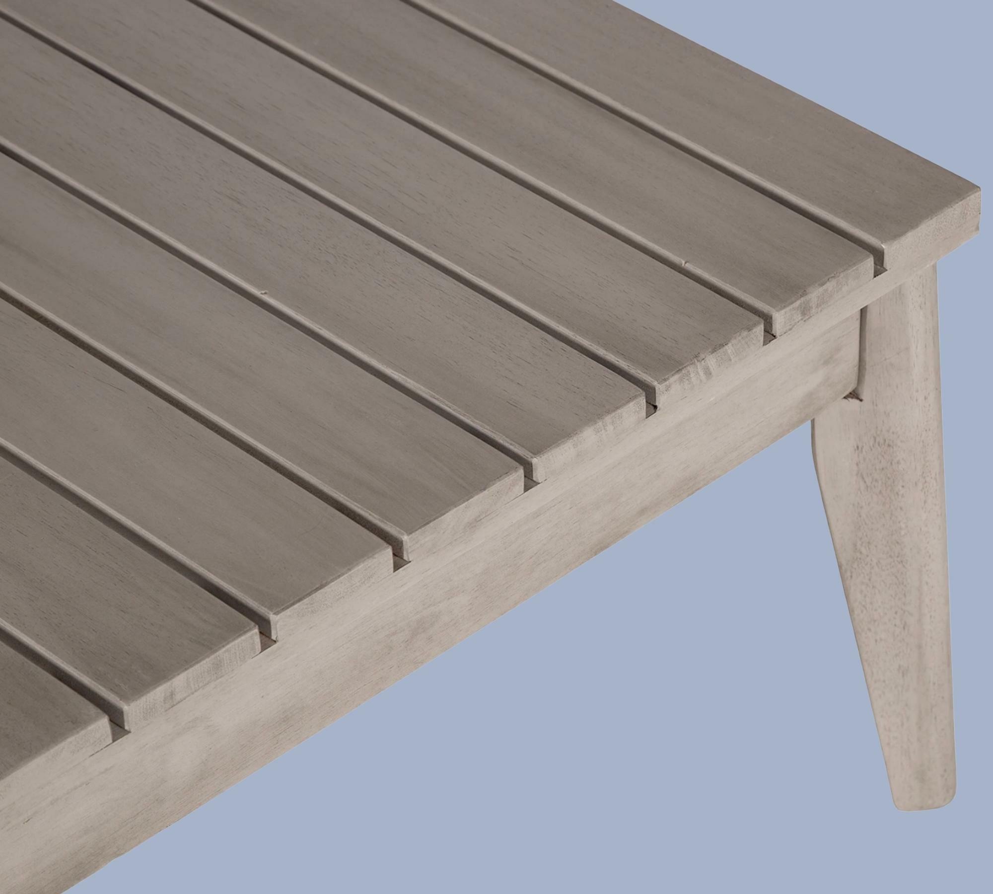 Indoor-Outdoor Loungehocker aus Akazienholz, Sitzkissen Grau 5