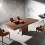 Rectangular console table wood veneer steel 2