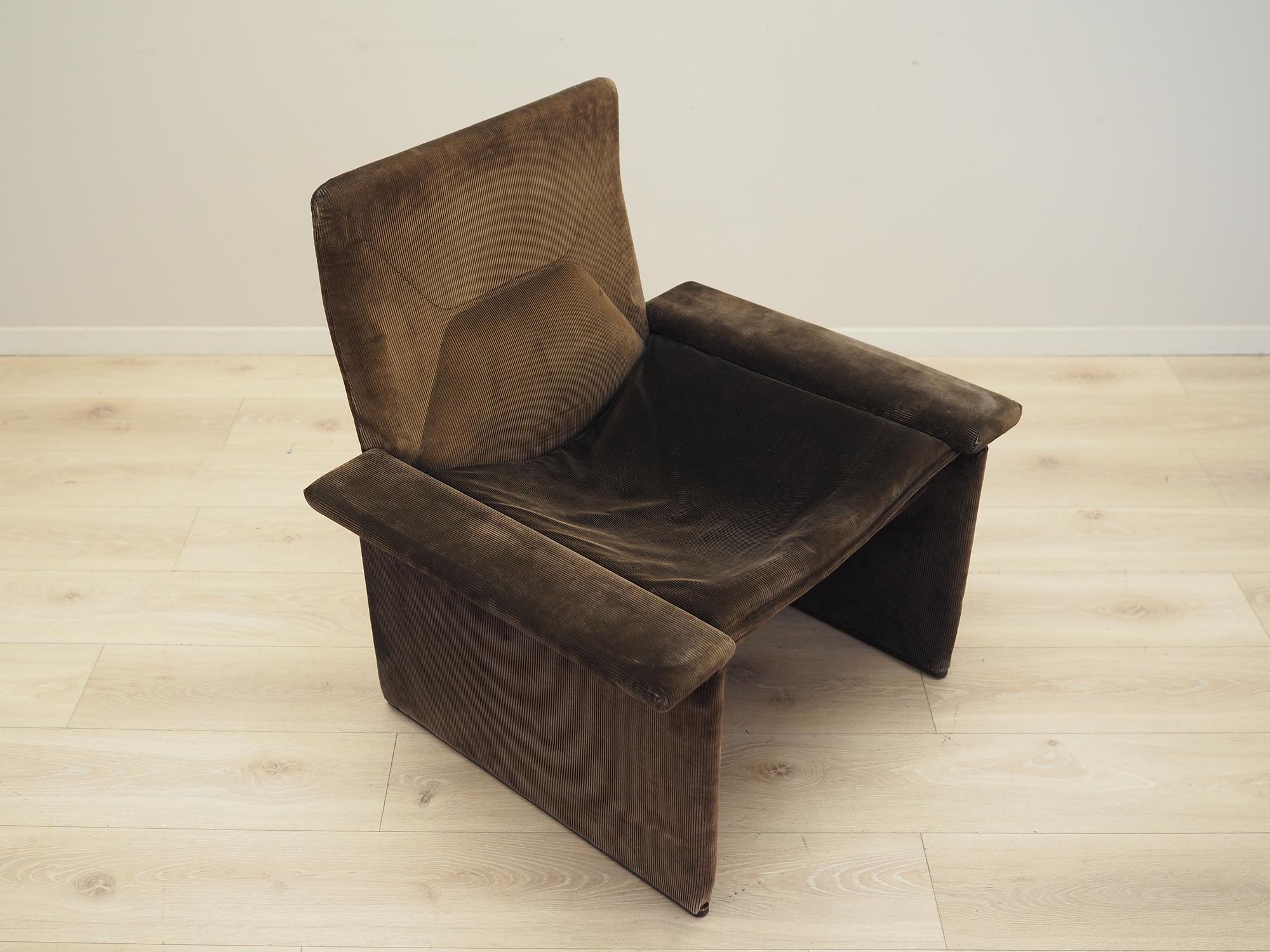 Armchair Cord Brown 1970s 9