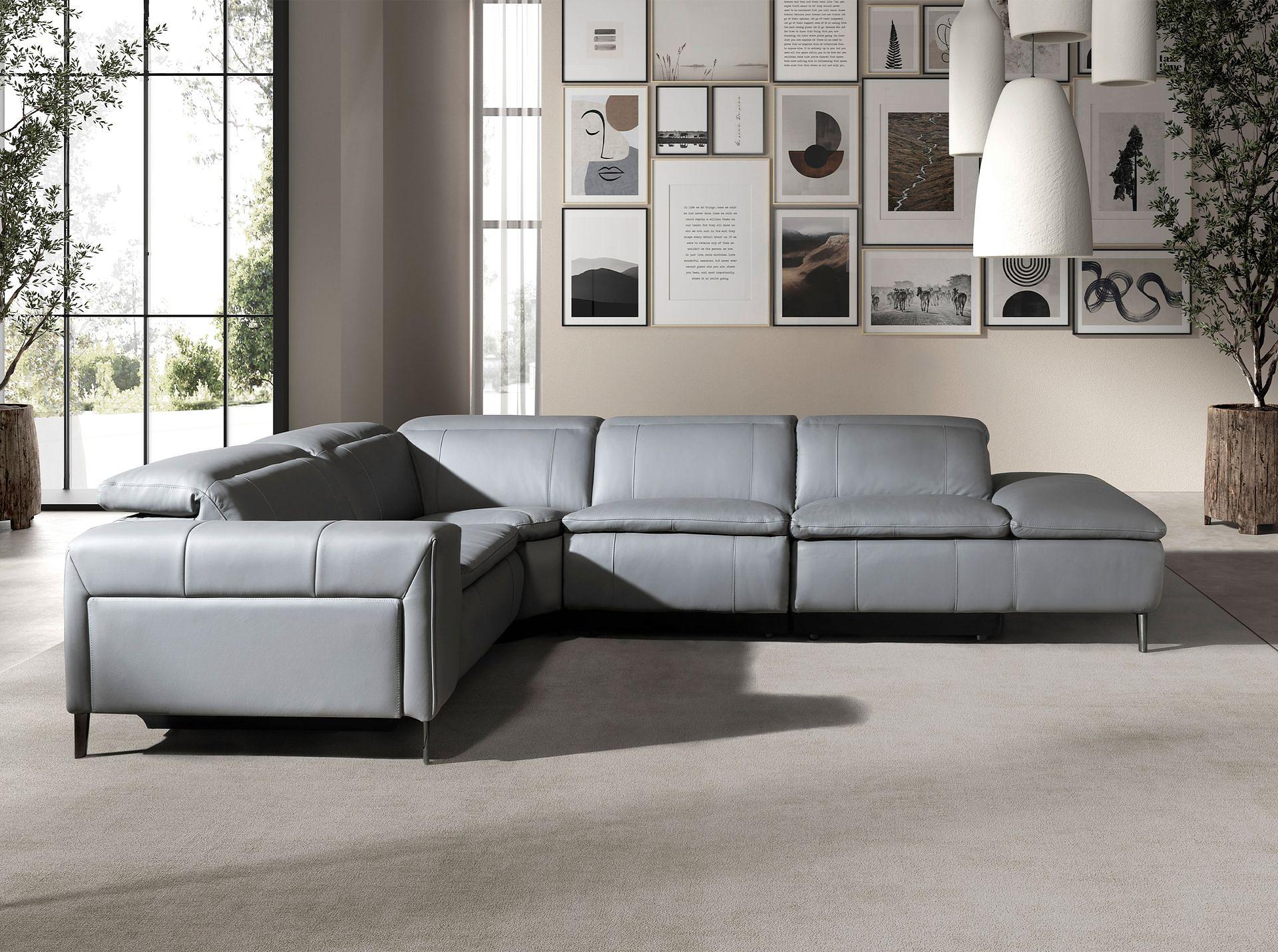 Sofa Récamiere Right Leather Grey 0