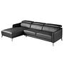 Sofa Chaise Lounge Left Leather Black 1