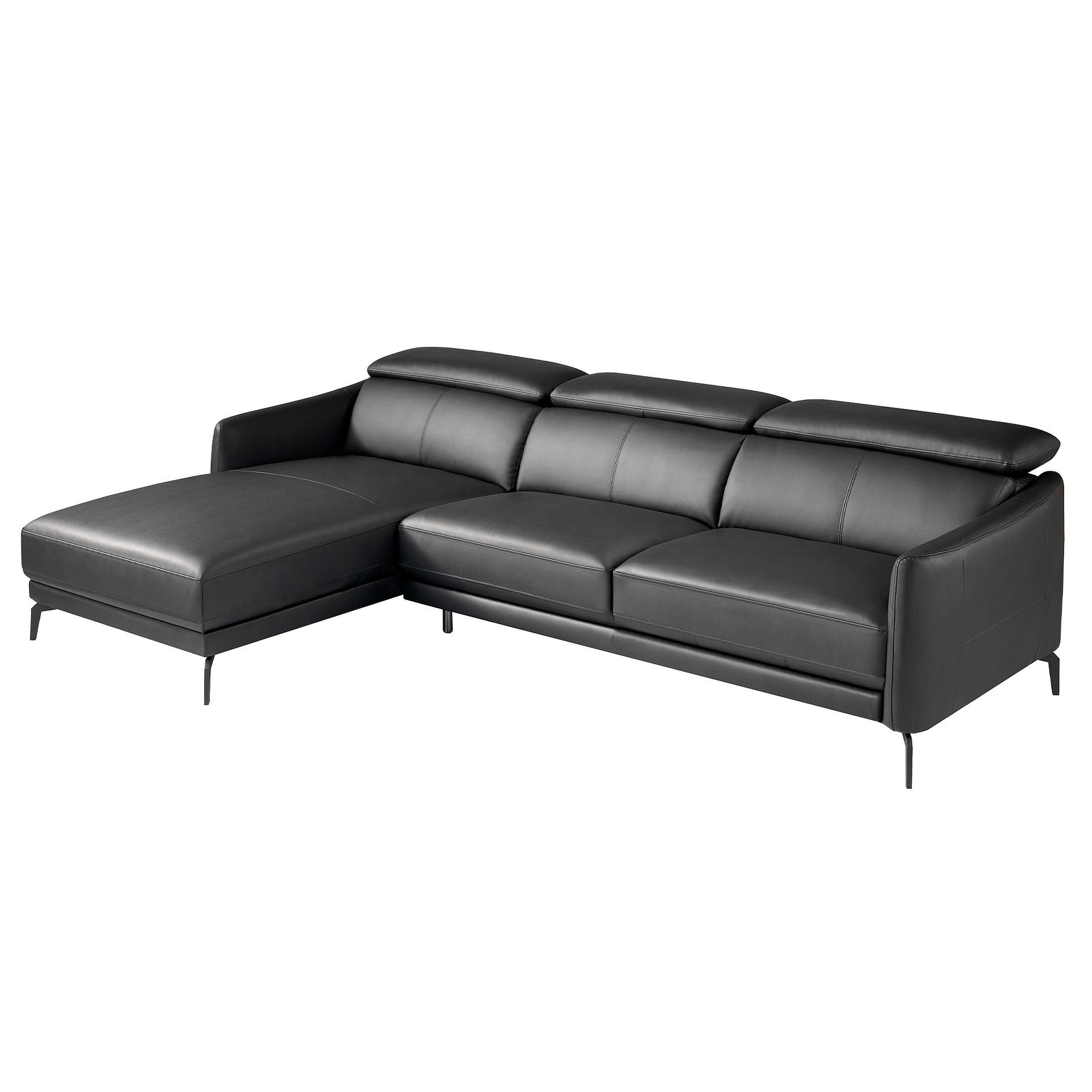 Sofa Chaise Lounge Left Leather Black 1