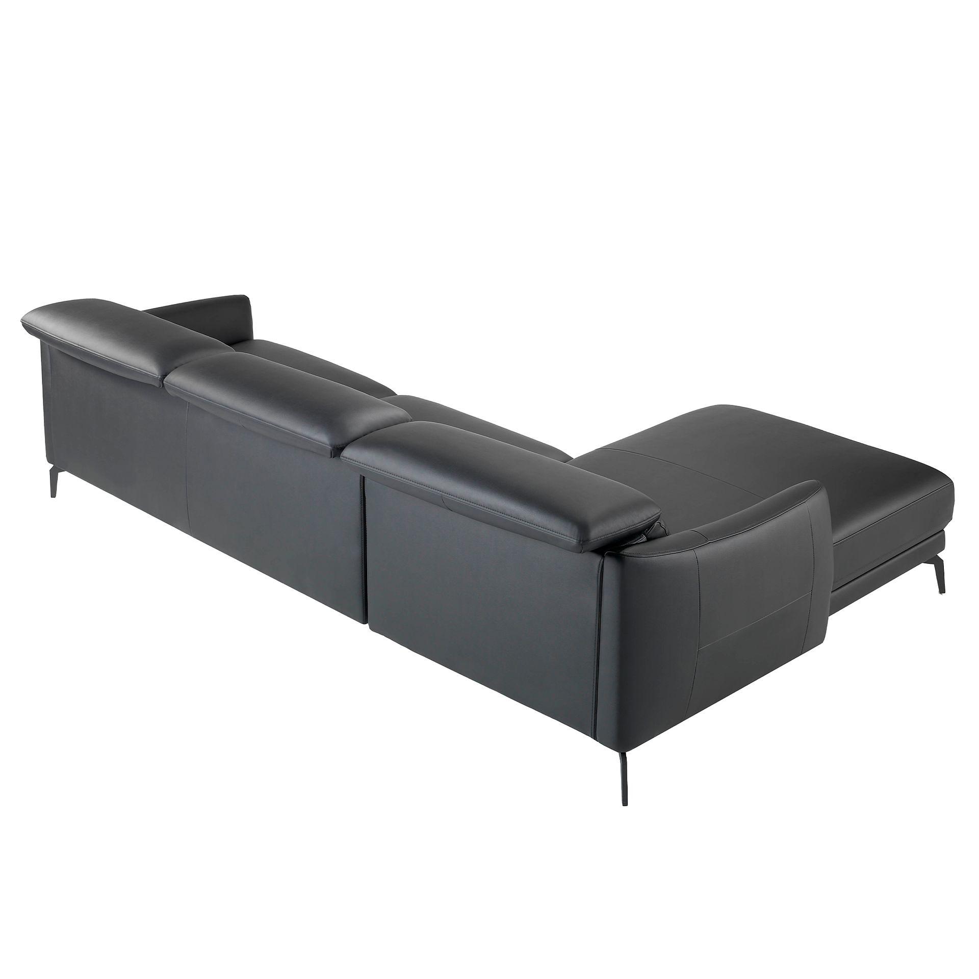 Sofa Chaise Lounge Left Leather Black 3
