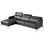Sofa Chaise Lounge Left Leather Black 4