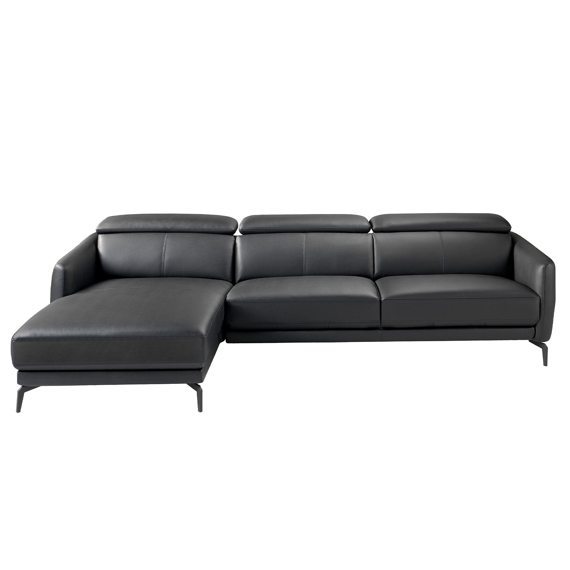 Sofa Chaise Lounge Left Leather Black 5