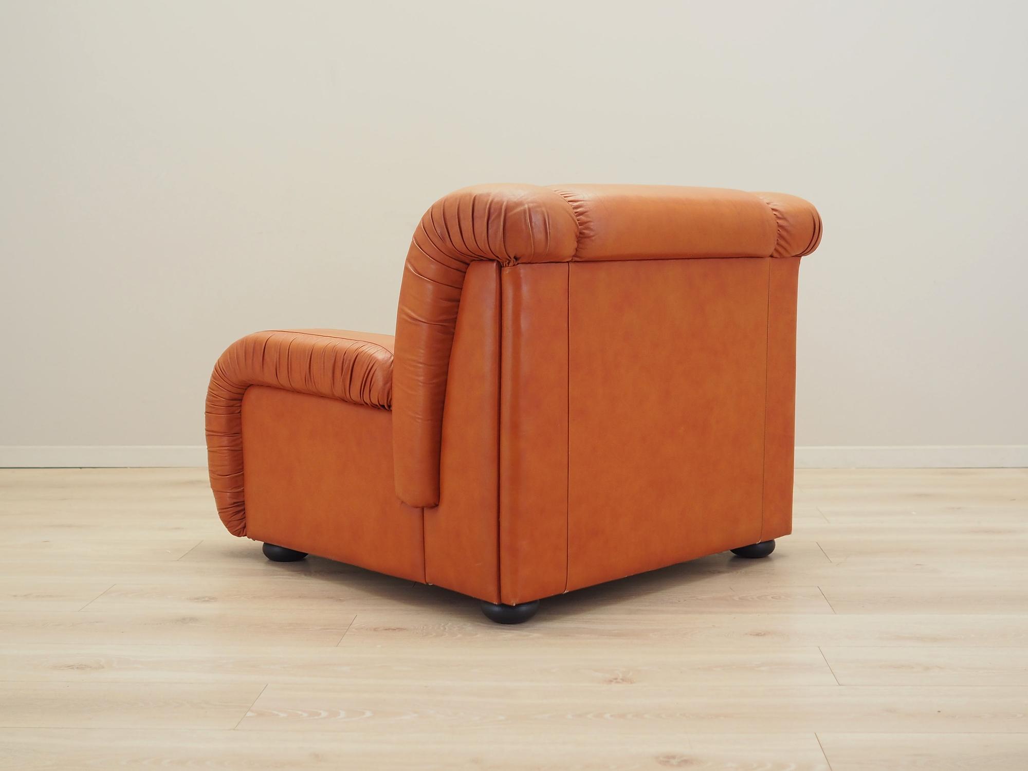 Sessel Leder Orange 1970er Jahre 4