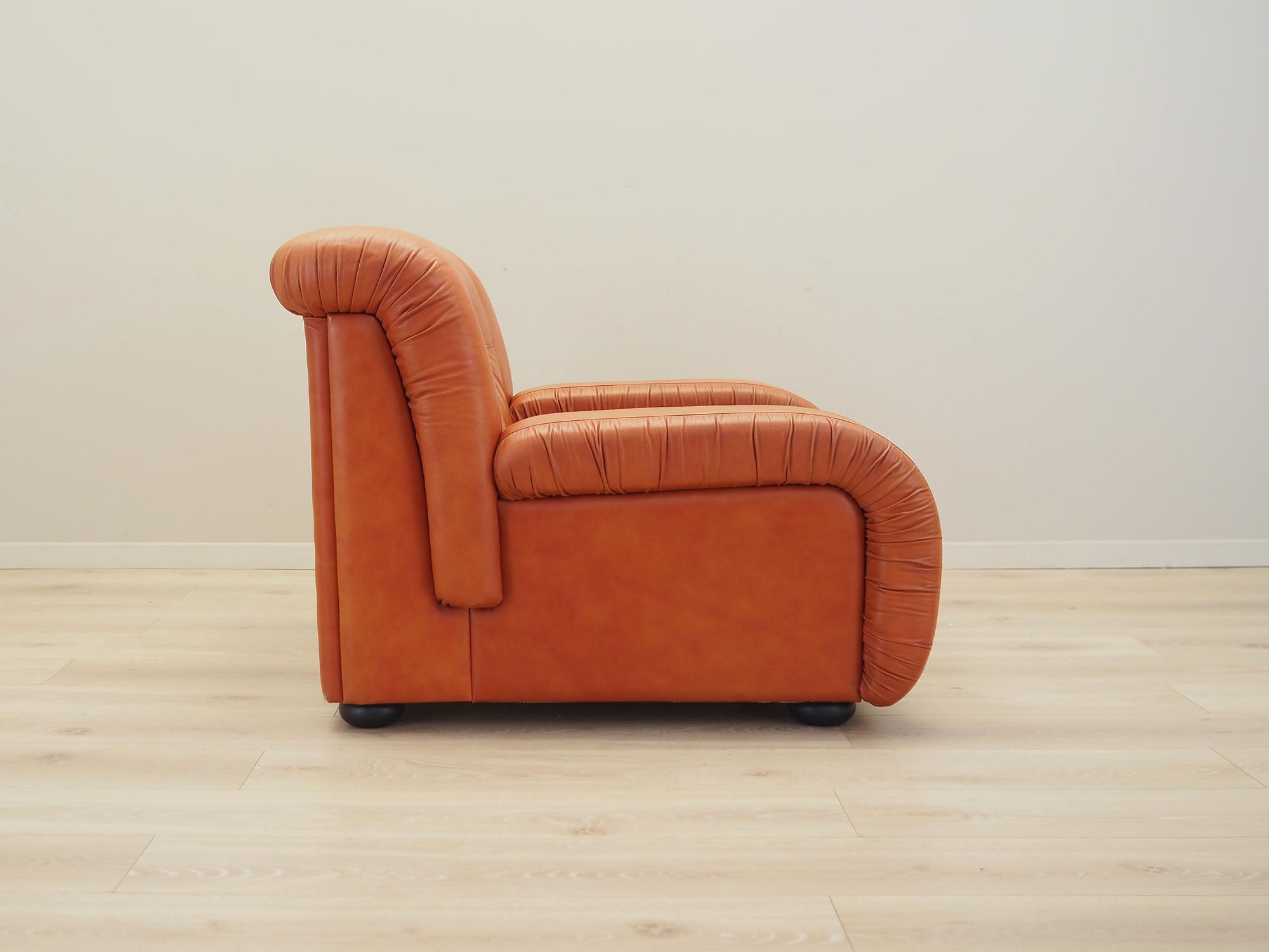Armchair Leather Orange 1970s 7