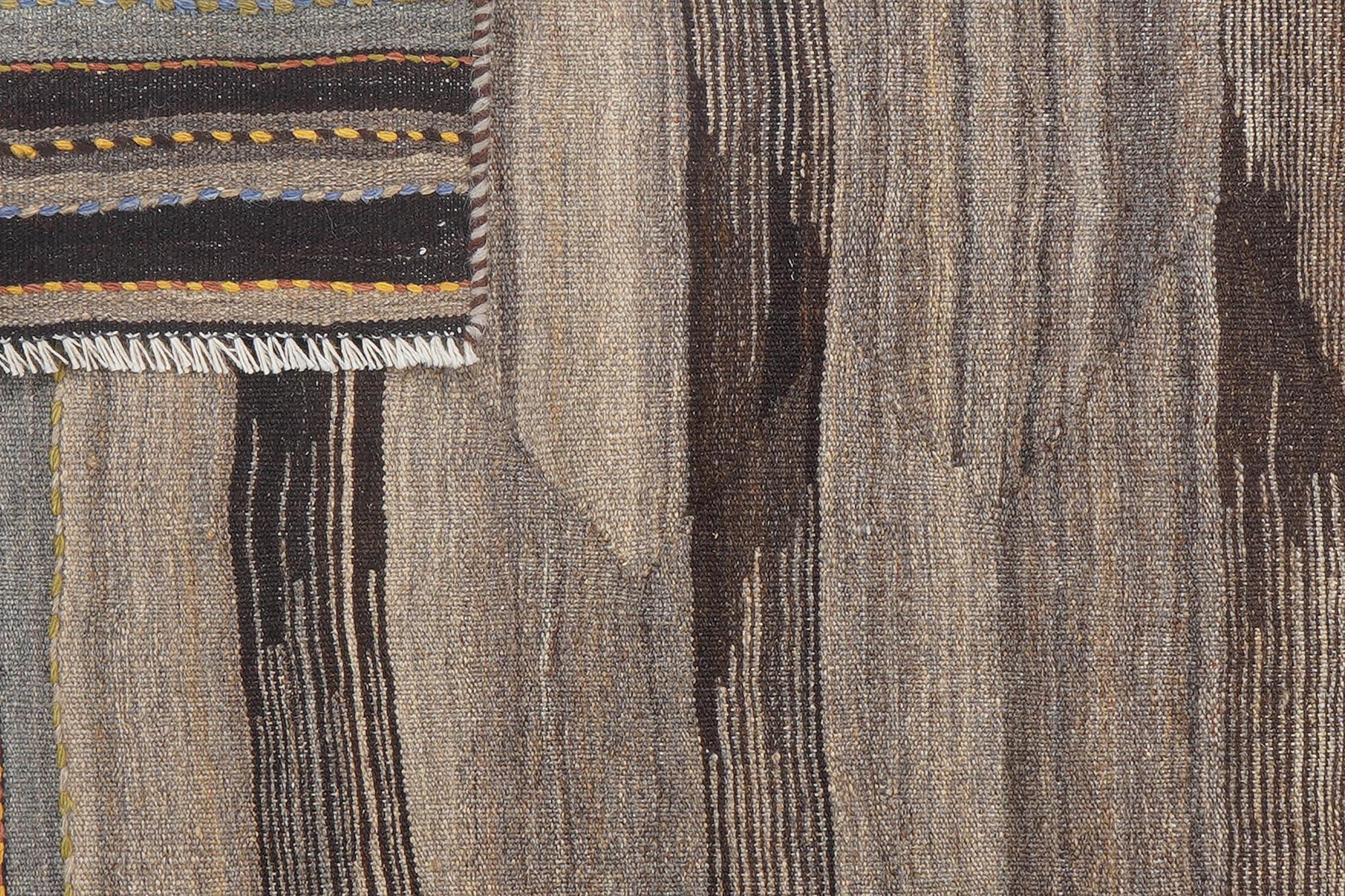 Kilim Gashgai Teppich Wolle Grau 4