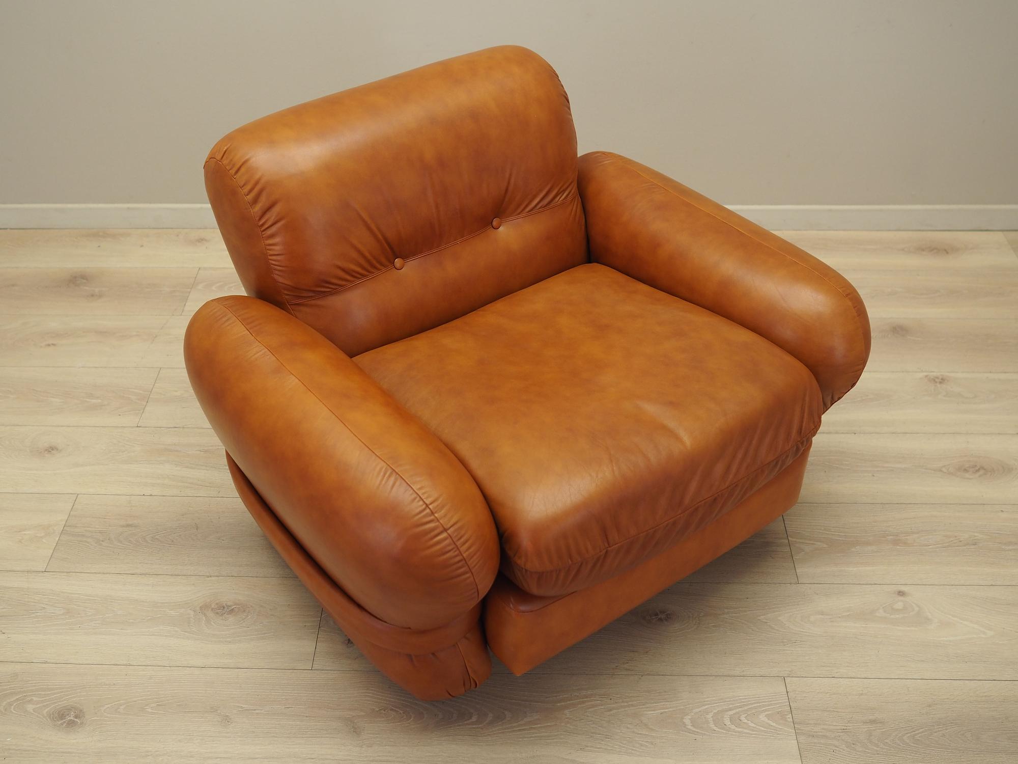Sessel Leder Braun 1970er Jahre 9