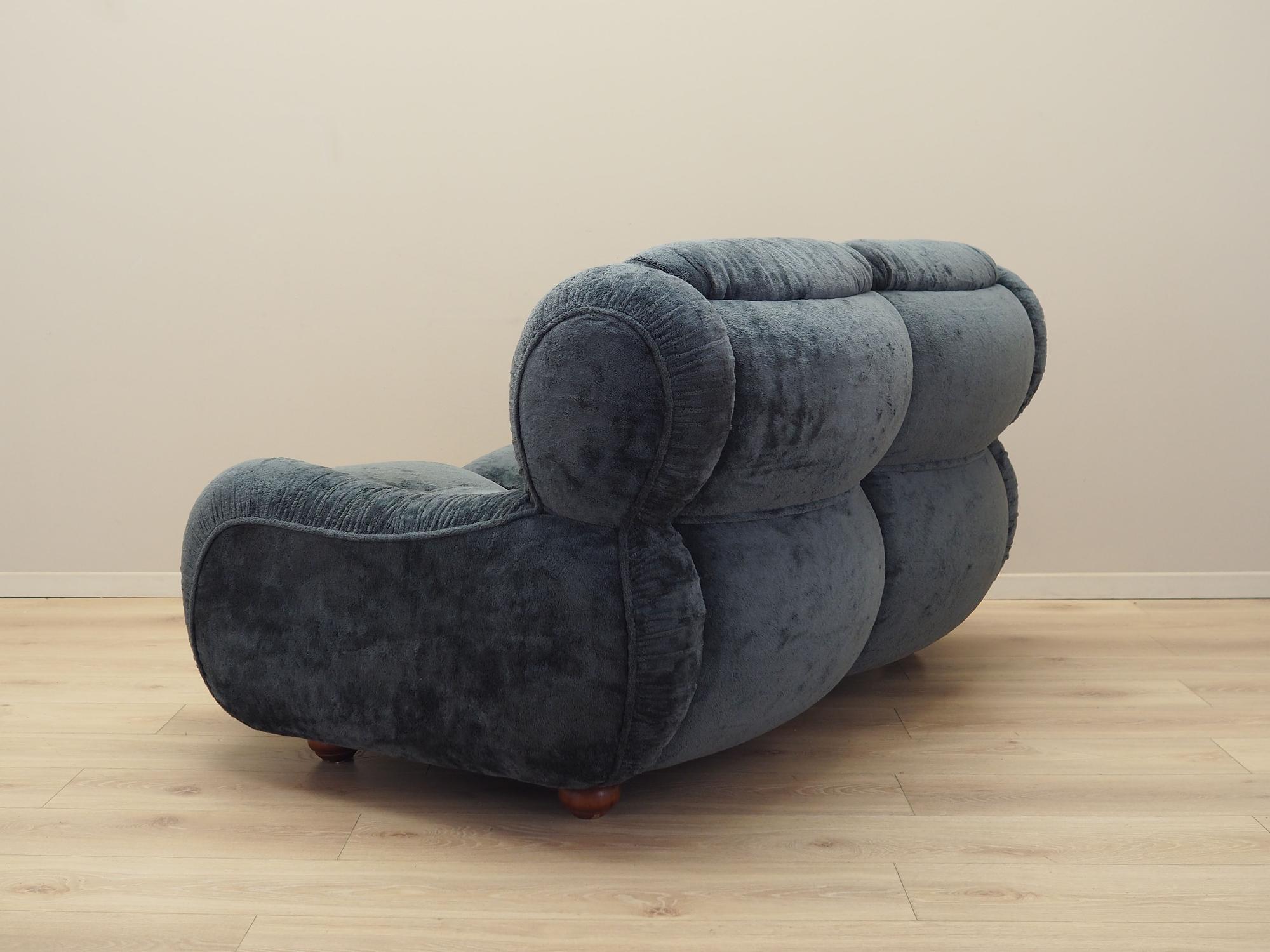 2-seater sofa velvet blue 1970s 4