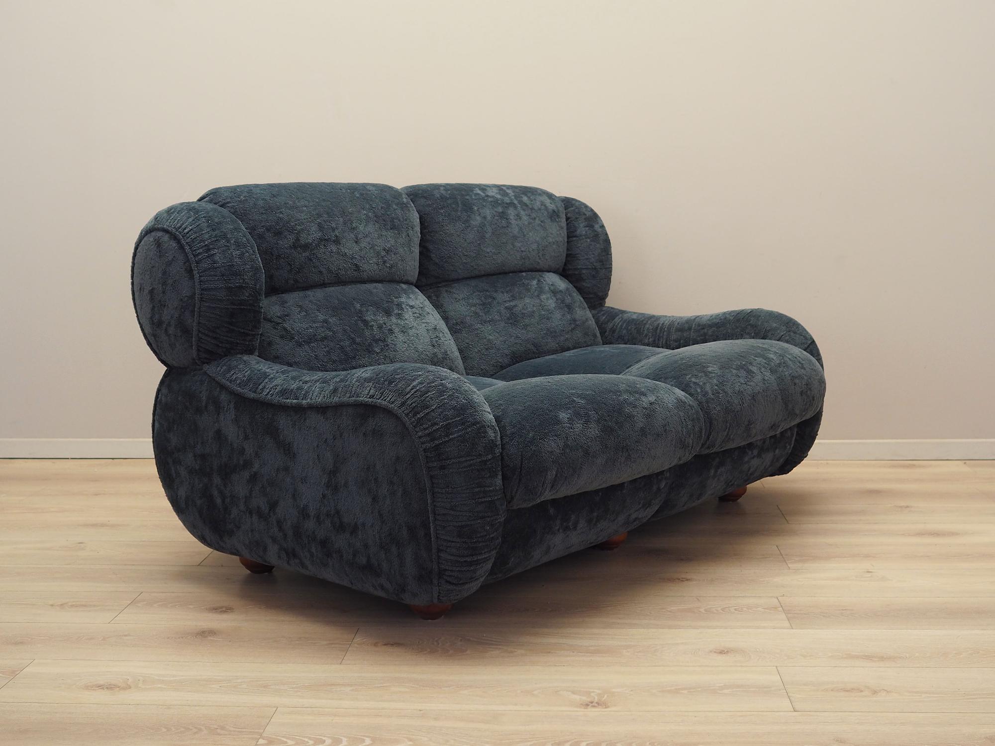 2-seater sofa velvet blue 1970s 8