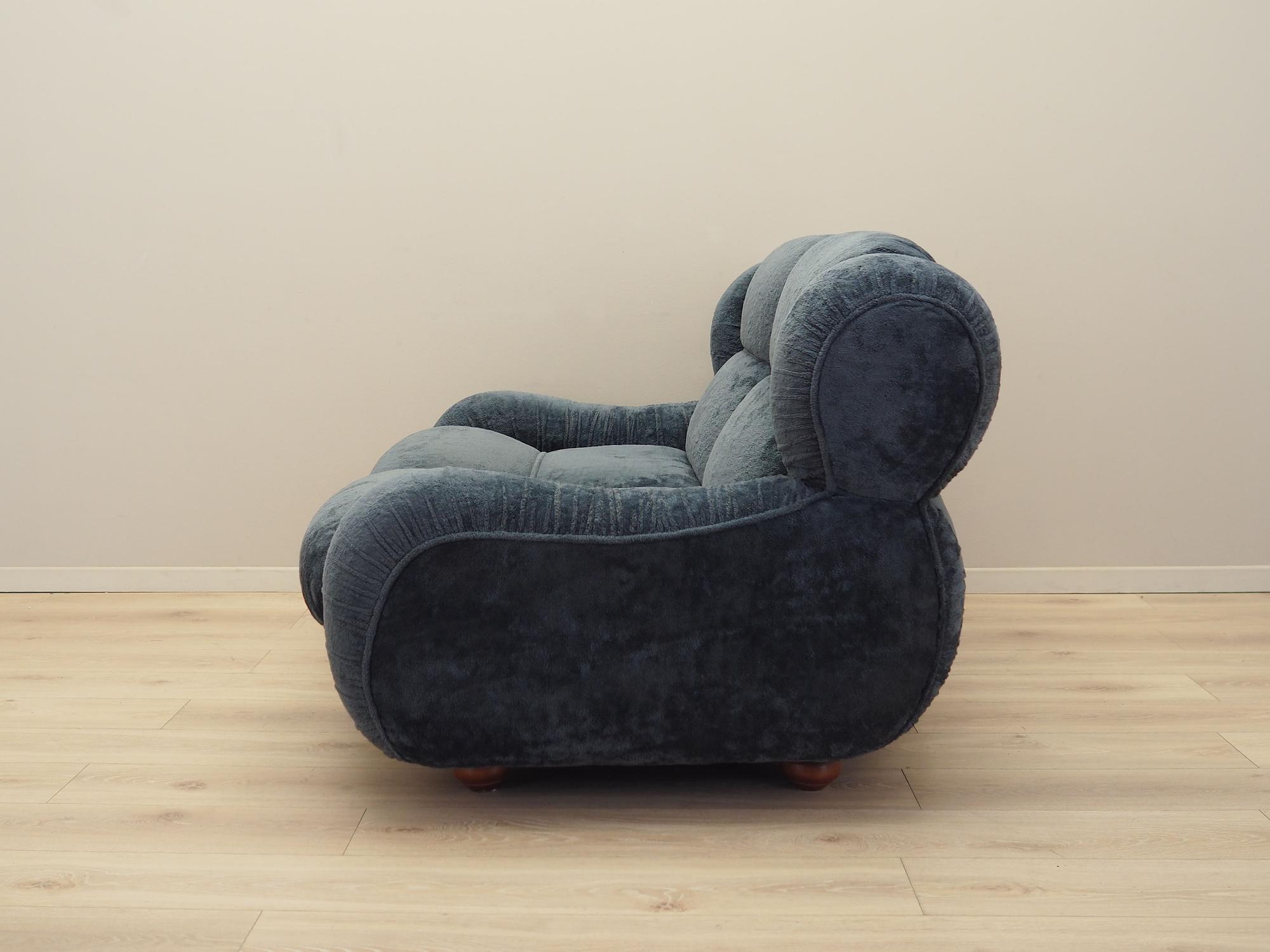 2-Sitzer Sofa Velours Blau 1970er Jahre 3