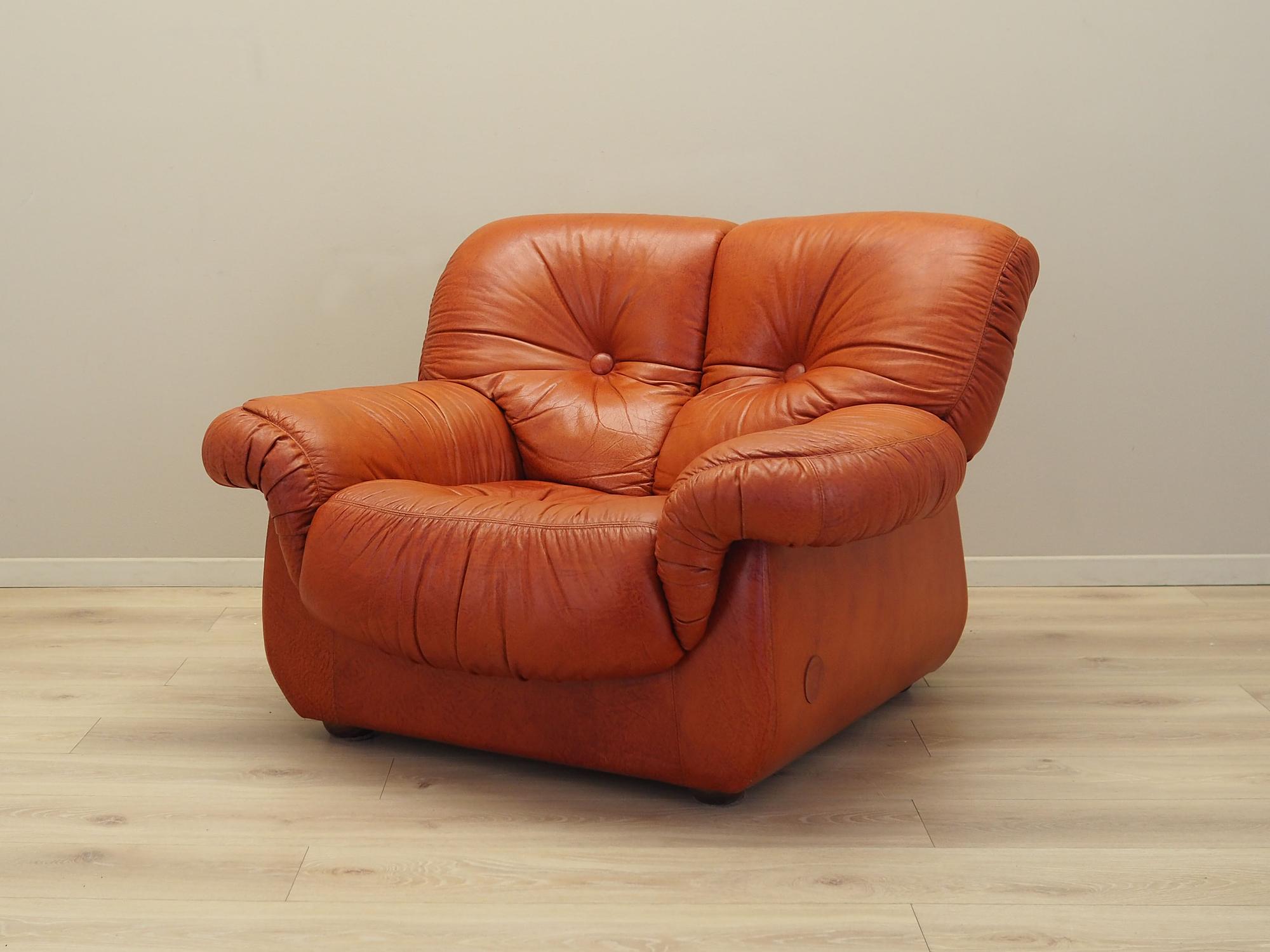 Armchair Leather Brown 1970s 1
