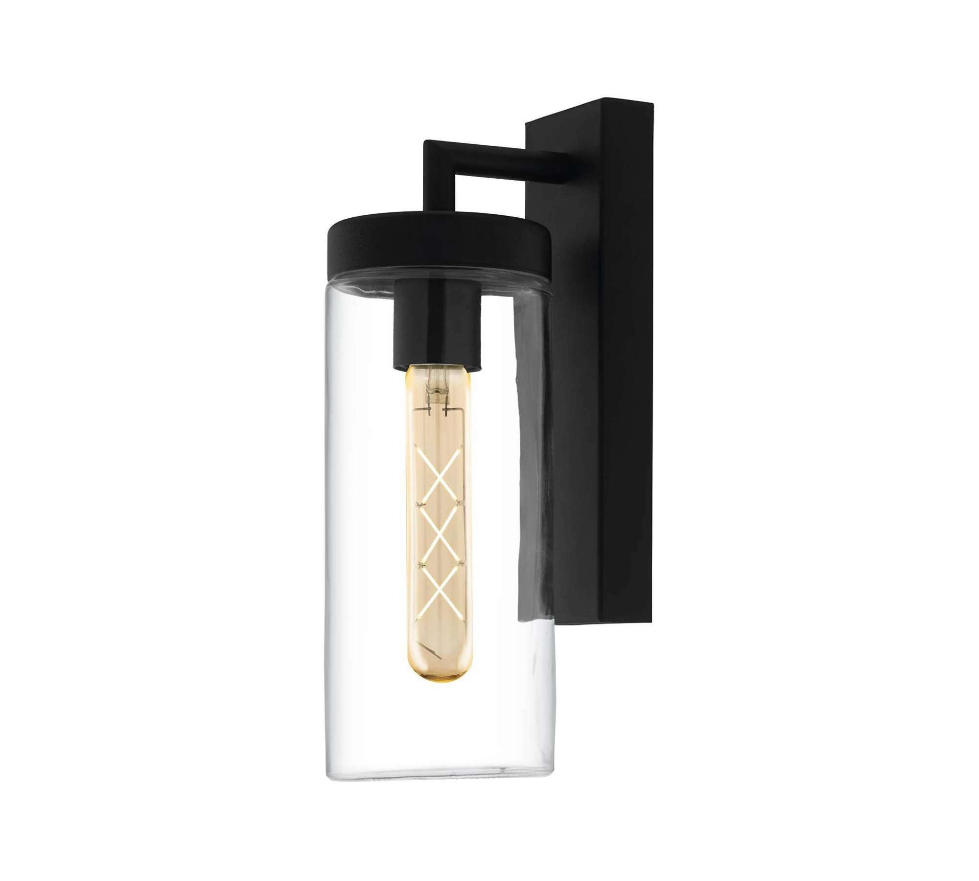 Wall lamp 1-bulb Glass Metal Black 1