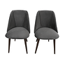2x Lule Dining Chair Walnut Wood Velvet Anthracite 1