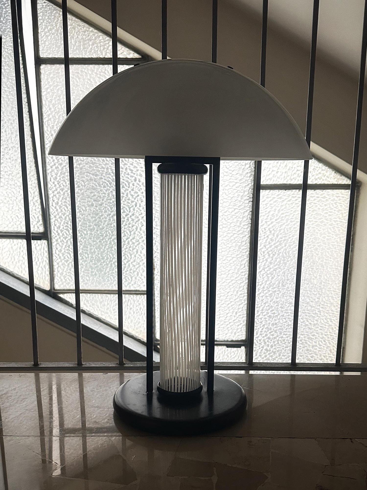 Vintage Bruno Gecchelin Table Lamp White 1980s 4