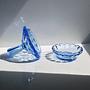 Vintage Bonbonniere Kristallglas Blau 1930er Jahre 4