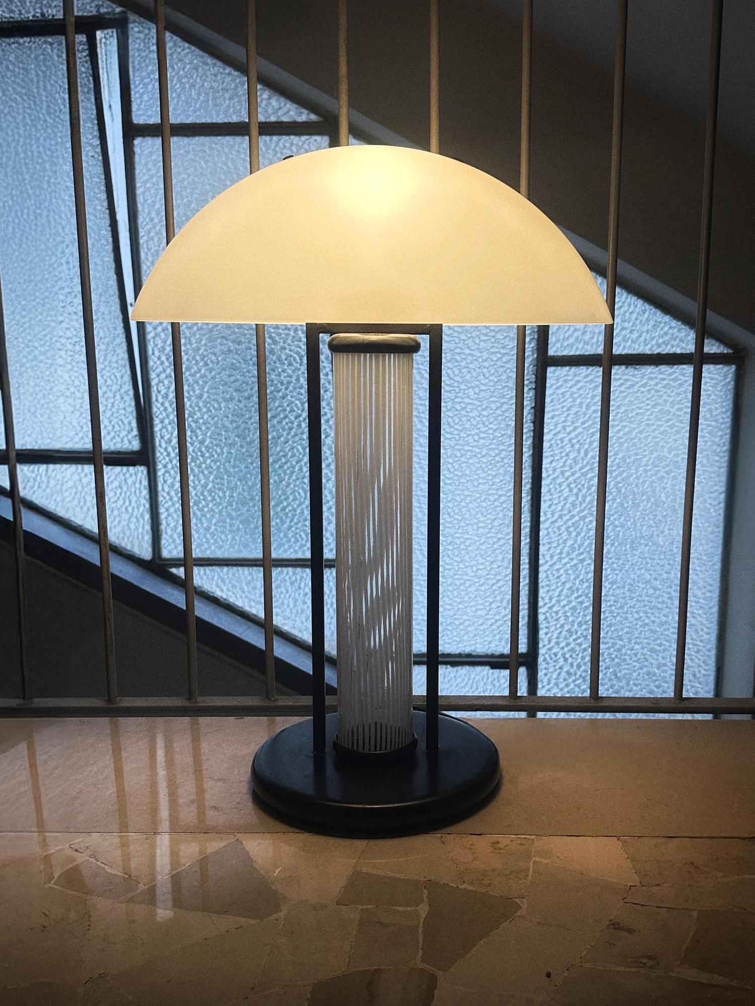 Vintage Bruno Gecchelin Table Lamp White 1980s 5
