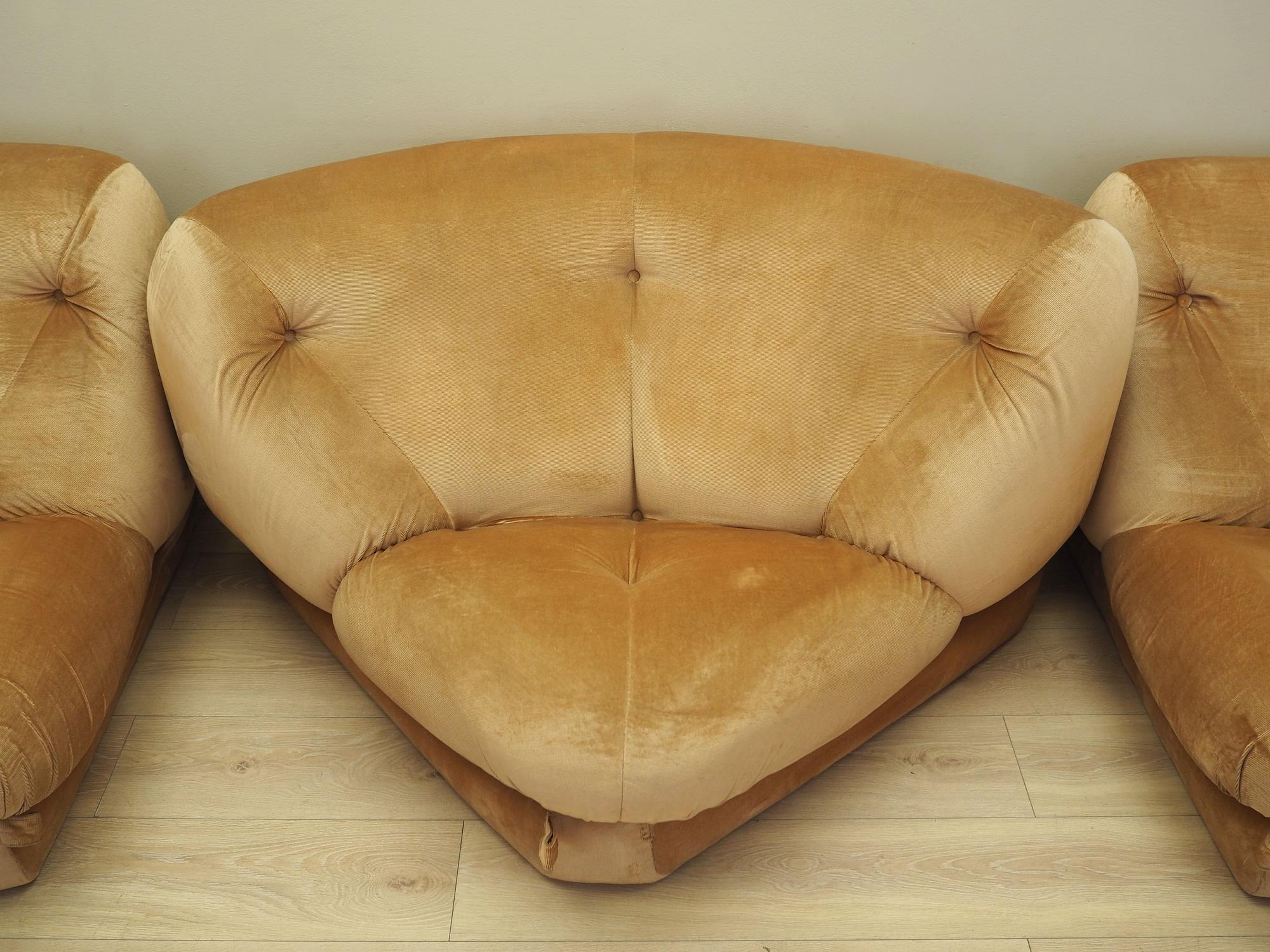 Modular corner sofa velvet 1960s 6