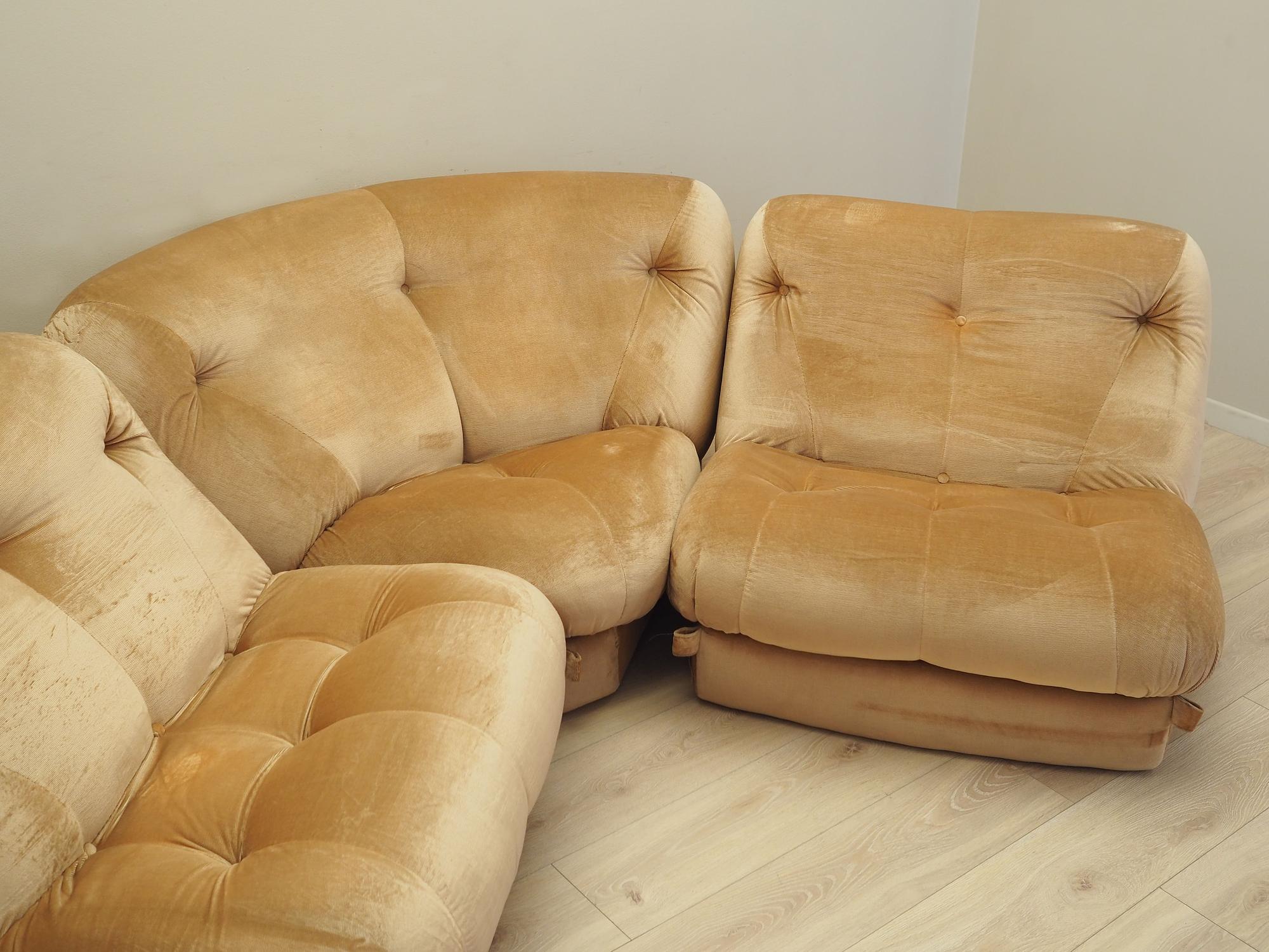 Modular corner sofa velvet 1960s 2