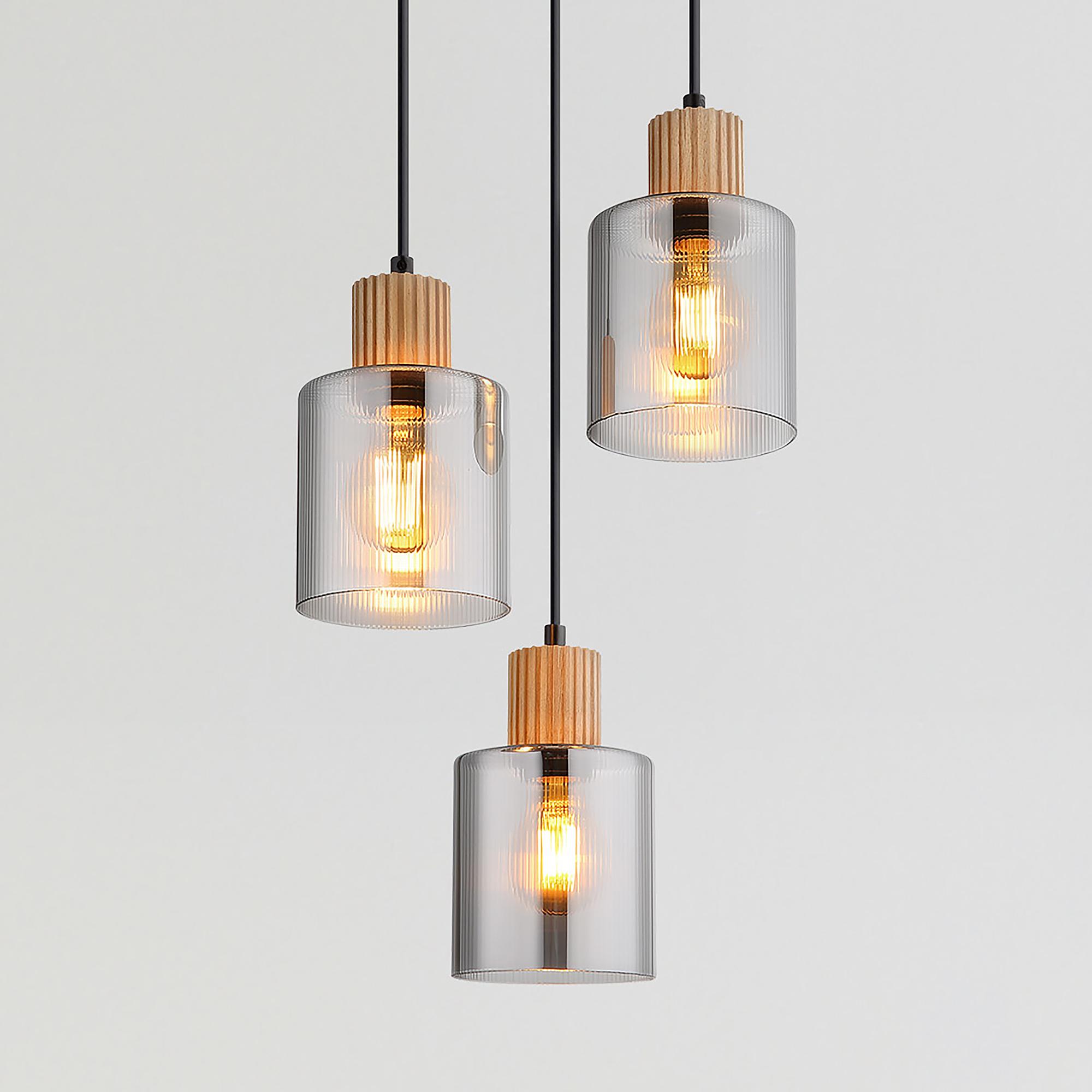 Pendelleuchte Aleidis Typ B Rauchglas / Eisen 3-flammig 1