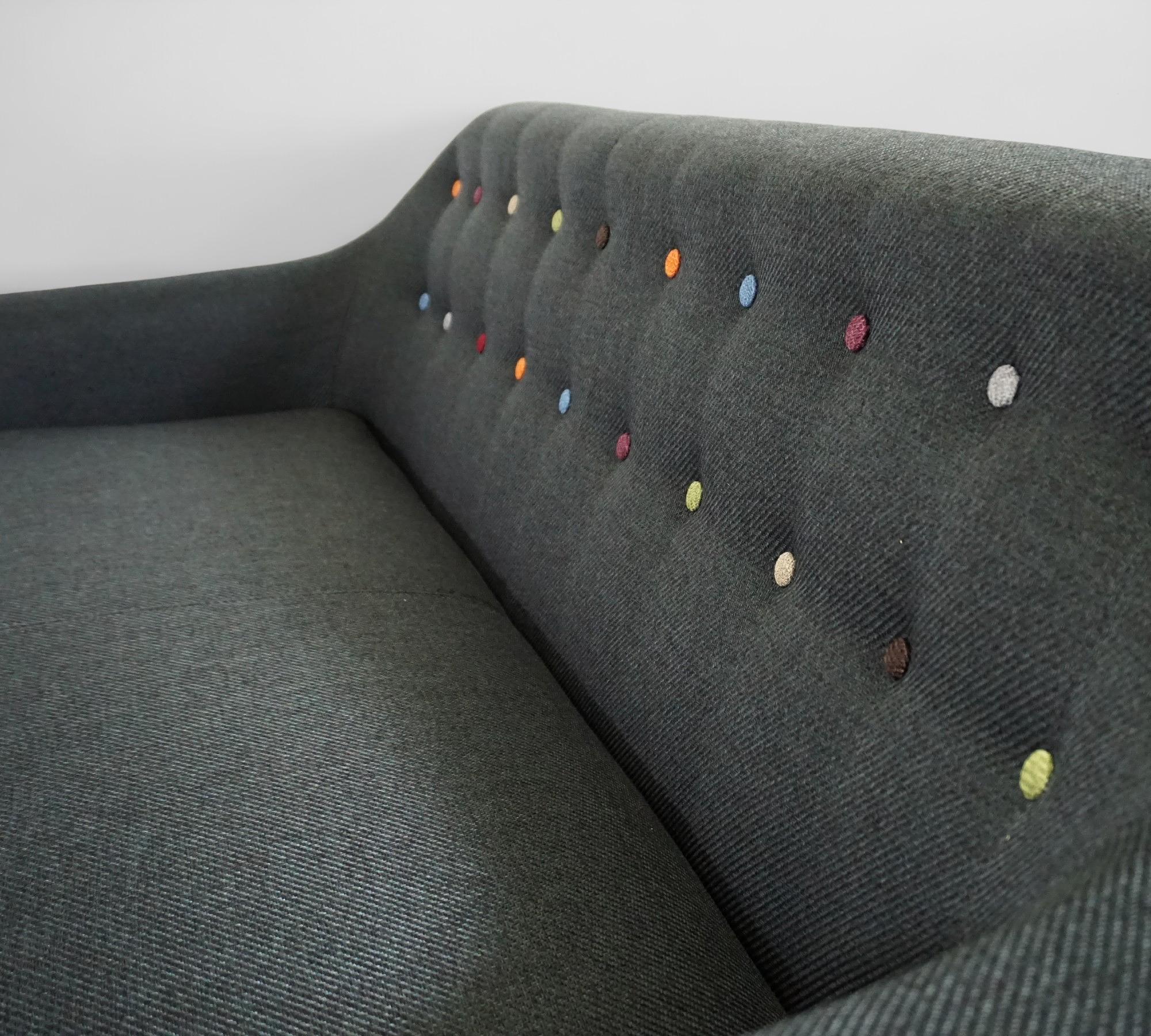 Ritchie Sofa 3-Seater Textile Anthracite Colored Buttons 4