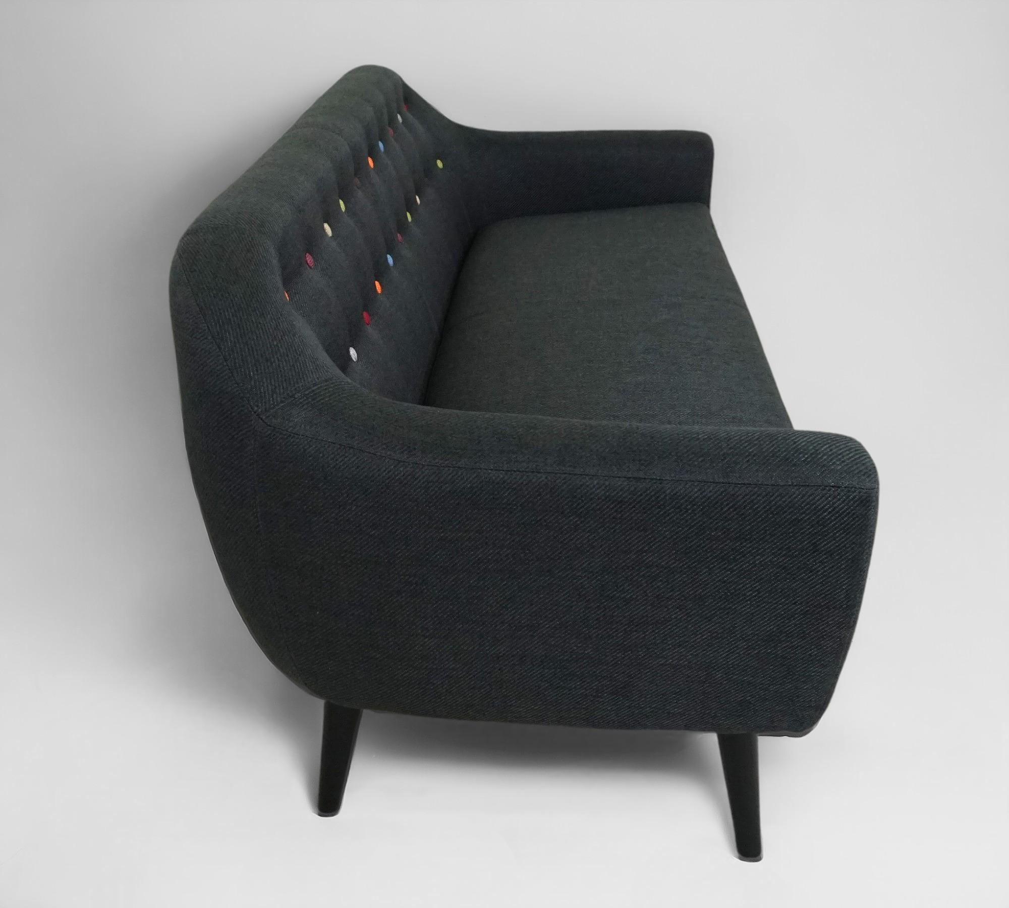 Ritchie Sofa 3-Sitzer Textil Anthrazit Farbige Knöpfe 7