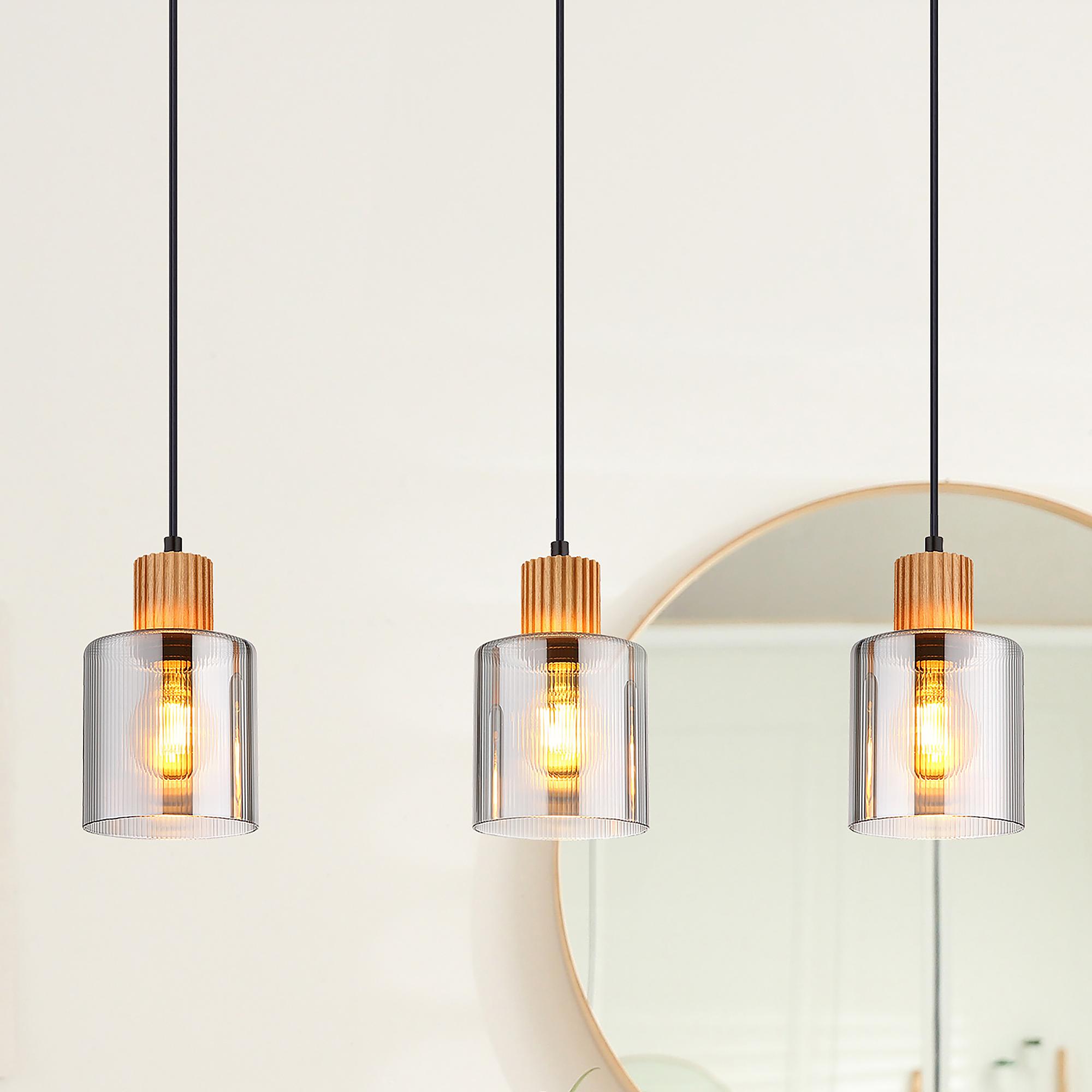 Aleidis Type A Pendant Lamp Smoked Glass Iron 3-light 1