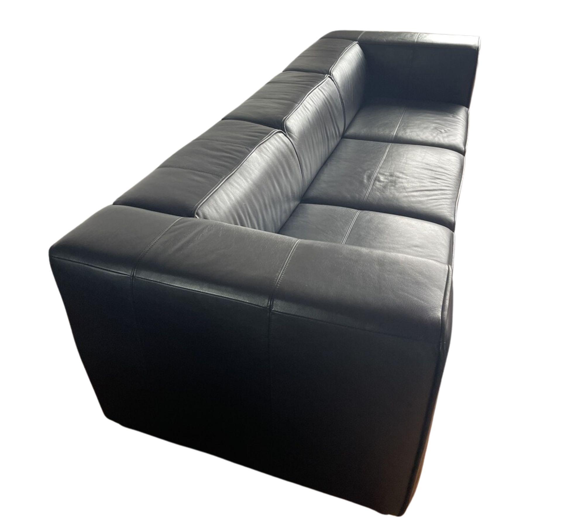 Carmo Sofa 3-Seater Leather Black 1