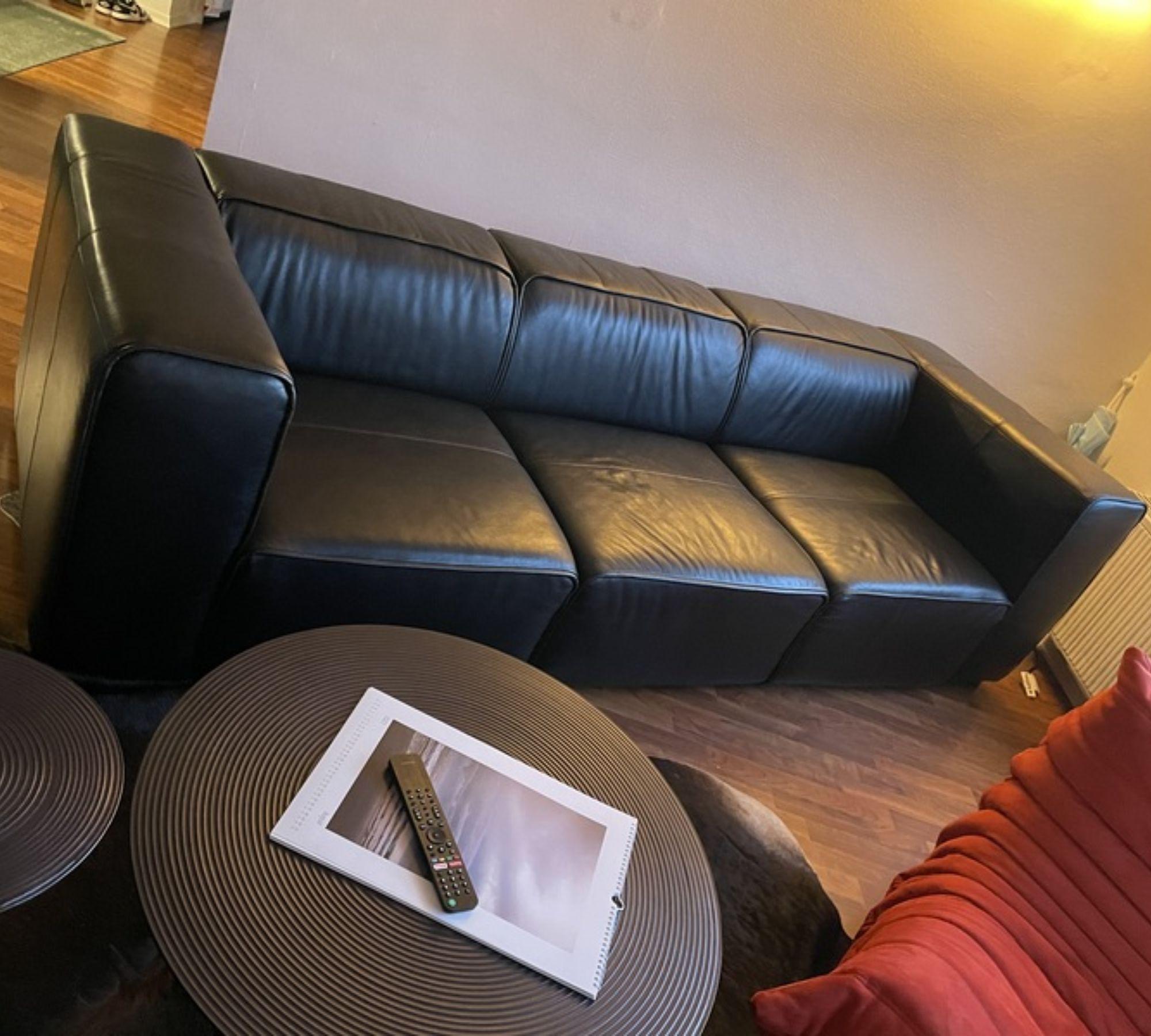 Carmo Sofa 3-Seater Leather Black 2