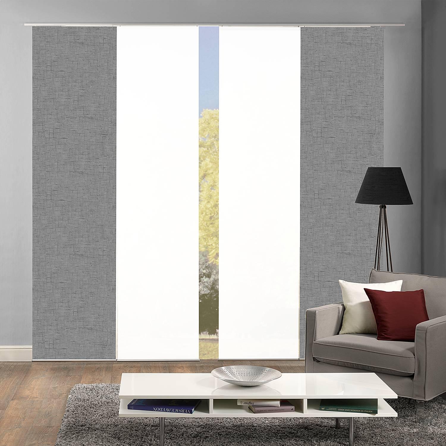 Schiebevorhang Pive Webstoff Grau 60 x 245 cm 4er Set 2
