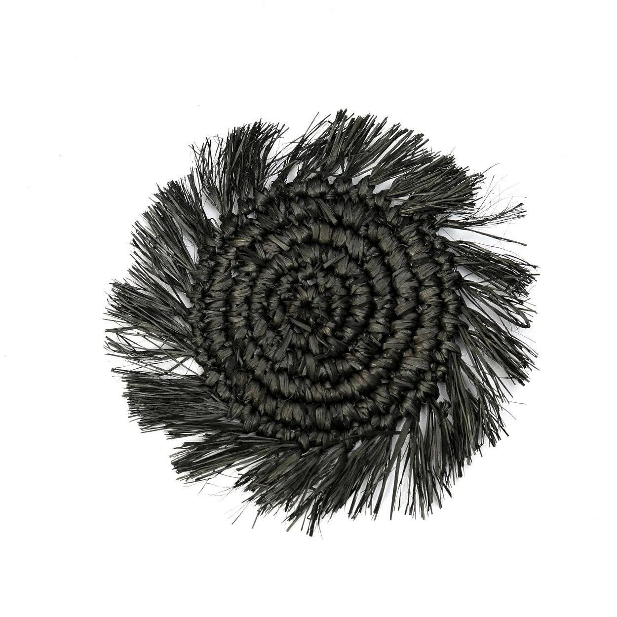 Fringe Raffia Coaster Black 0