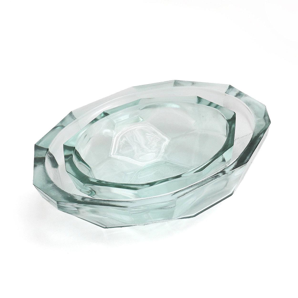 Origami Bowl Light Blue Glass 2